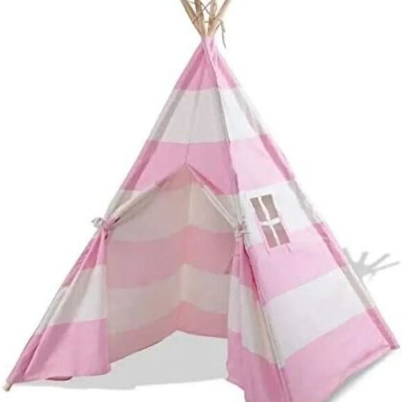 Ejoy Kid Pink Canvas Indoor Toy Teepee Play 6' Tent For Carry Case with Mat SU35 - Picture 5 of 5